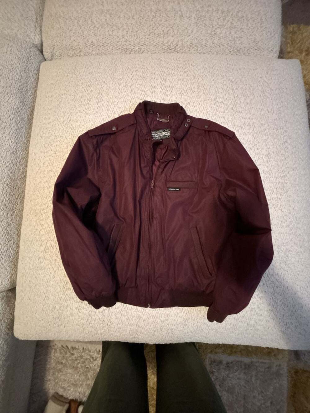 Vintage 80s Members Only Iconic Racer Jacket Burgundy Size 42